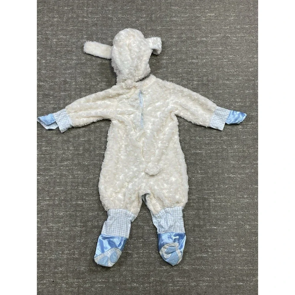 Infant Lamb Costume Hooded Plush White/Blue Unisex Halloween Outfit 6-12 month